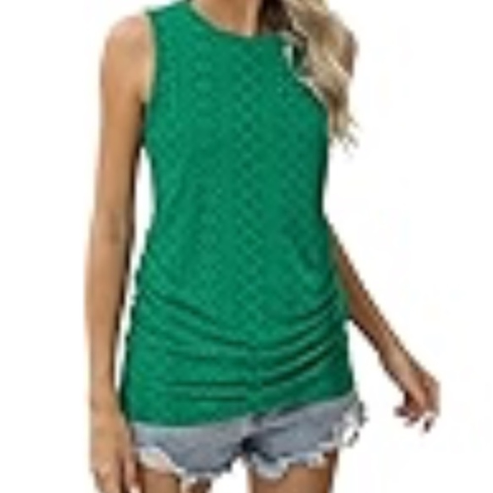 ZARA TRAFALUC GOBLINCORE LINEN ROUND NECK SLEEVELESS SHEER CUTOUT BACK TOP S